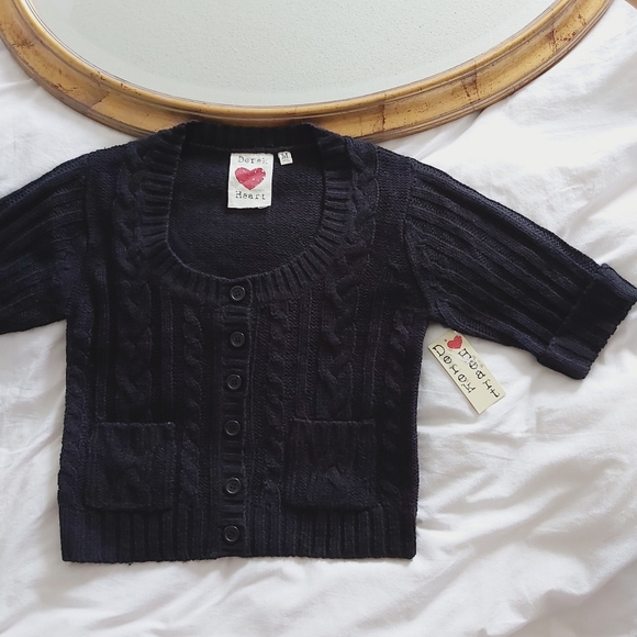 Vintage Sweaters - ✨🆕 Y2K Black Short Sleeve Knit Cardigan